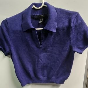 Navy Blue Buttoned/Collar Sweater top